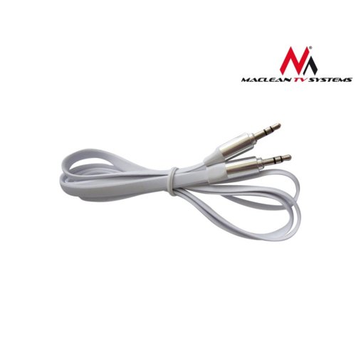 Maclean Przewód  jack 3.5mm, płaski 2m, metalowy wtyk, white Maclean MCTV-695 W