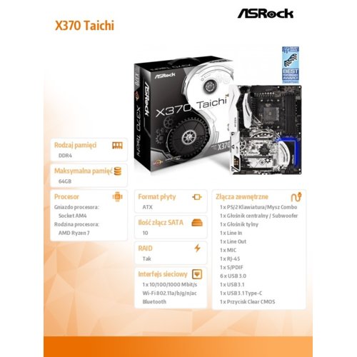 ASRock X370 Taichi AM4 4DDR4 USB3.1/M.2 ATX