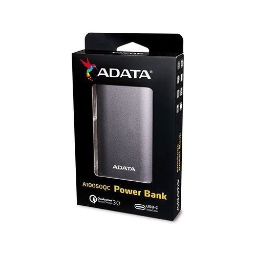 Adata PowerBank AA10050QC 10050mAh USB-A/C Titanium Grey QuickCharge