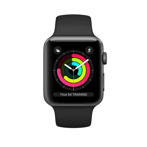 Apple Watch Series 3 MQL12MP/A GPS, 42mm Space Grey Aluminium Case with Black Sport Band