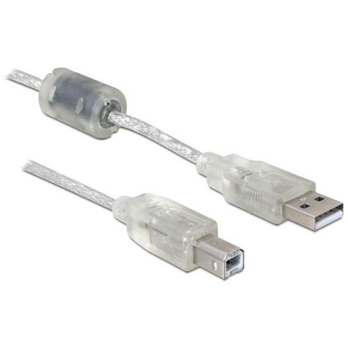 Delock KABEL USB 2.0 AM-BM 3m + Ferryt (przezroczysty)