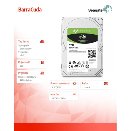 Seagate BarraCuda 5TB 2,5'' 128MB ST5000LM000