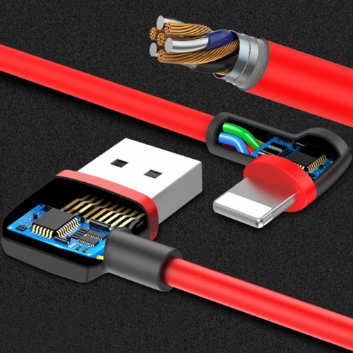 Unitek Kabel USB2.0 - Lightning 1.0m, M/M, kątowy; C4047RD
