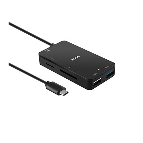 Hub USB ACME HB550, USB 2.0 + USB 3.0 + czytnik kart SD i microSD, wtyk USB type-C (z zasilaniem)