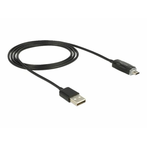 KABEL USB MICRO AM-MBM5P 2.0+WSKAŹNIK ŁADOWANIA LED 1M BLACK DELOCK