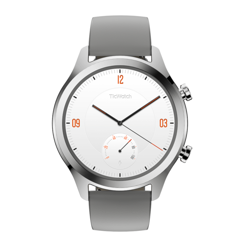 Smartwatch Ticwatch C2 Platinum Srebrny skórzany pasek