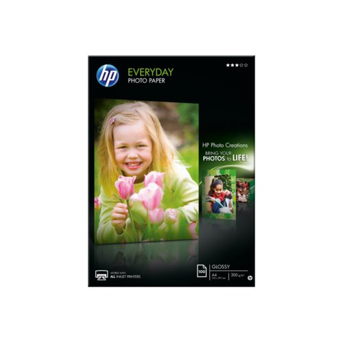Papier fotograficzny HP Everyday, błyszczący – 100 arkuszy/A4/210 x 297 mm Q2510A