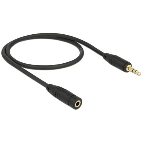 Kabel audio Delock minijack - minijack M/F 3 Pin 0.5m czarny
