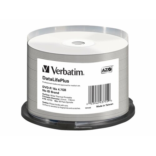 Verbatim DVD-R 16x 4.7GB 50P CB Wide Thermal Printable