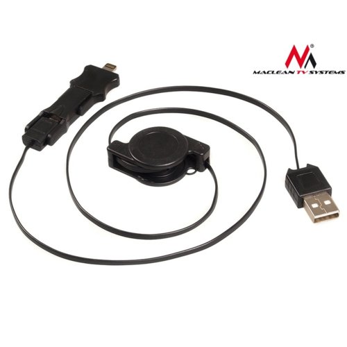 Maclean Kabel USB-Iphone 5/micro 5p/mini czarny zwijany MCTV-730