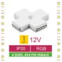 Whitenergy Złączka do taśm LED Krzyżyk | RGB | czterostronna | IP20 | biała | 1 szt | 4 x 4 pin żeński |