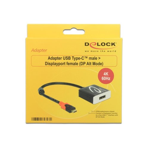 Delock Adapter USB Type-C - DisplayPort M/F (Thunderbolt 3) 4K 60Hz     czarny