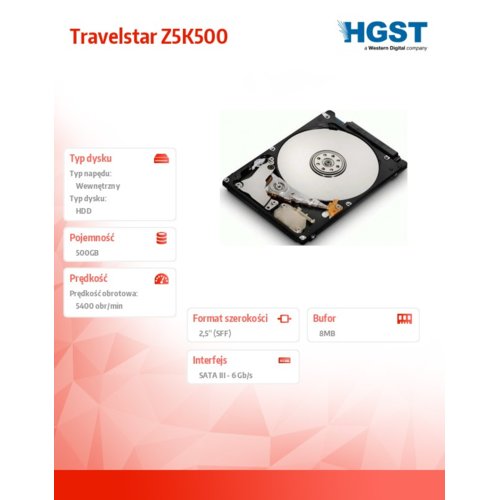 HGST Travelstar 500GB 2.5'' 5400rpm SATA3 7mm
