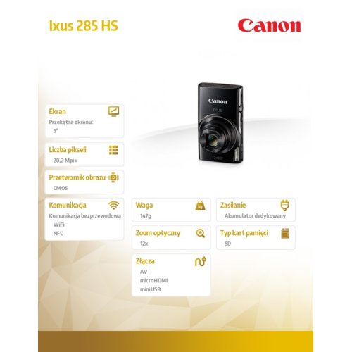 Canon Ixus 285 HS BLK 1076C001AA
