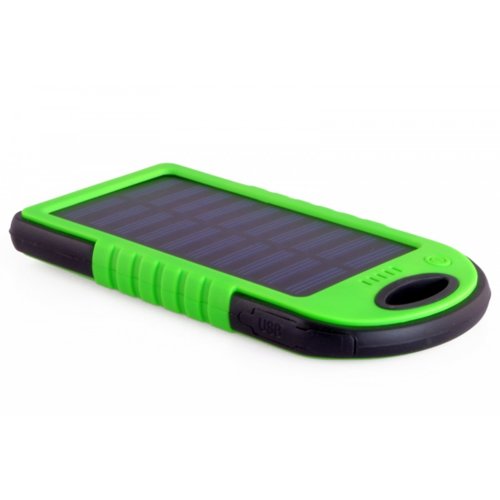 SUNEN PowerNeed - Powerbank 5000mAh  z panelem solarnym 1.2W, USB 5V, 1A, Li-Poly, LED, zielony