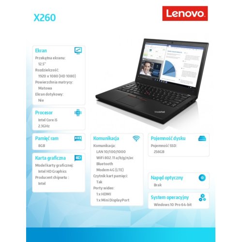 Laptop Lenovo X260 20F600A1PB
