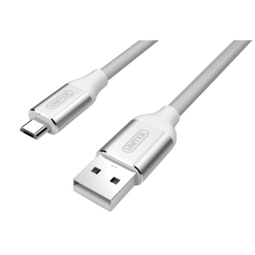 Kabel Unitek Premium USB-microUSB Nylon; Silver, Y-C4026ASL