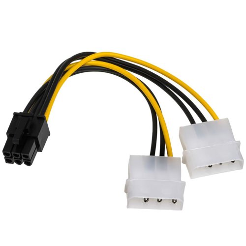 Kabel zasilający Akyga AK-CA-13 ( 2X MOLEX / PCI-E 6-pin F-M PVC 0,15m czarno-żółty )