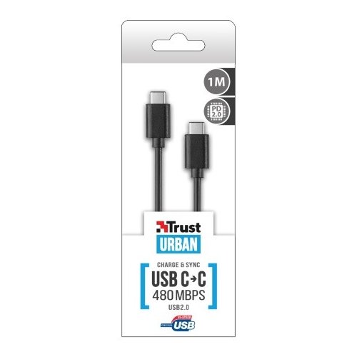 Trust USB 2.0 USB-C to C Cable 480Mbps PD2.0 1m