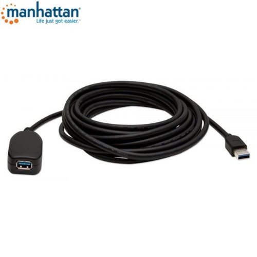 Kabel USB Manhattan aktywny USB 3.0 A-A M/F, 5m, niebieski