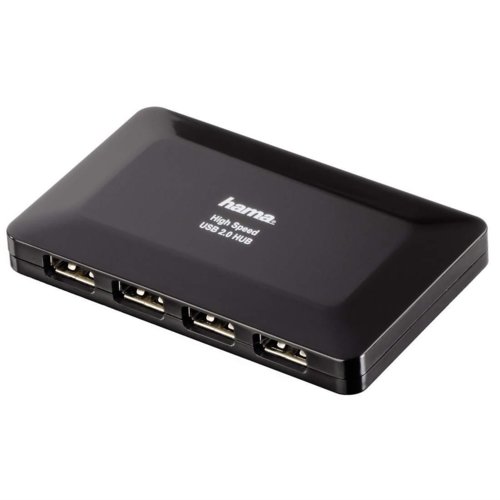 Hub USB 2.0 Hama 1:4 z zasilaniem czarny