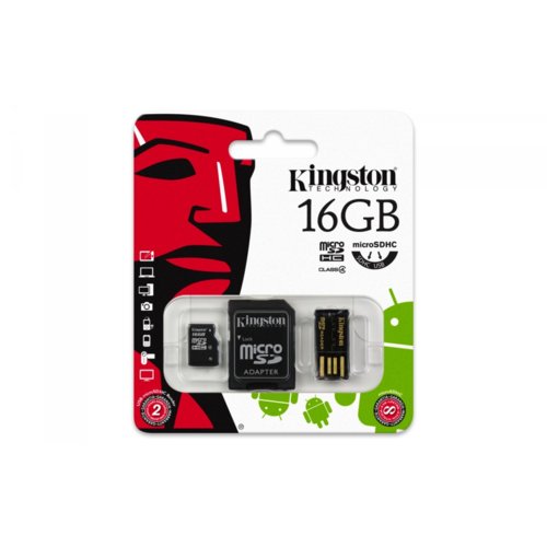 Kingston microSDHC 16GB class  4 + adapter + czytnik USB
