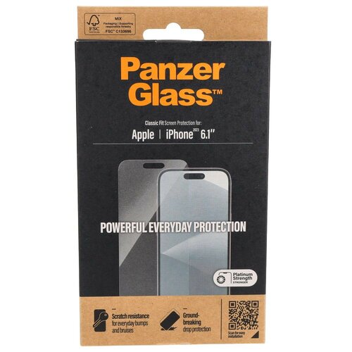 Szkło hartowane PanzerGlass Classic Fit iPhone 15 antybakteryjne