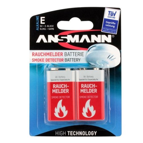 Ansmann Bateria alkaliczna 2x 9V E-Block do czujników dymu