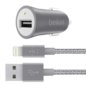 Belkin Universal Car Charger+ Lightning Cable Grey