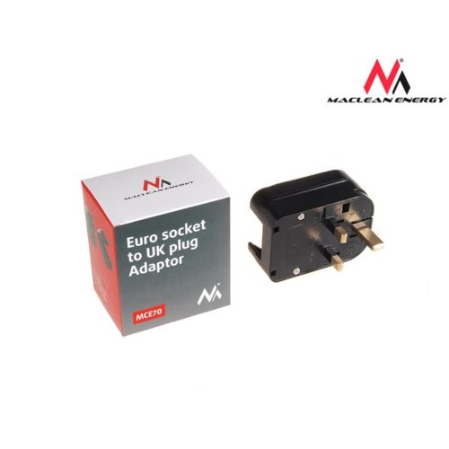 Maclean Adapter zasilania UK na Euro kątowy czarny MCE70