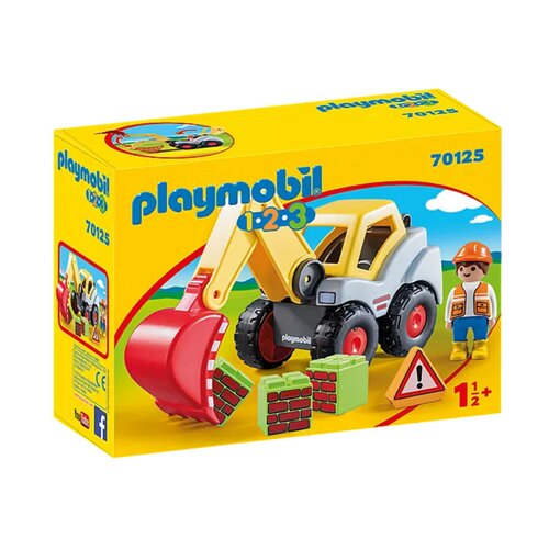 Zabawka Playmobil koparka z ruchomym ramieniem łyżki, figurką i akcesoriami