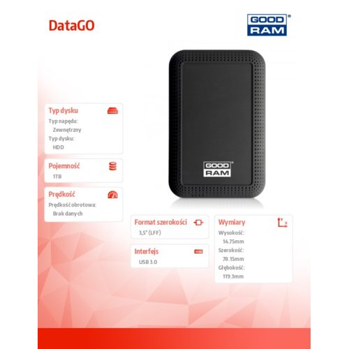 GOODRAM DataGO 1TB USB 3.0 BLACK