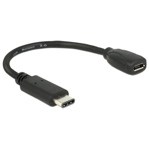 Kabel Delock ( USB Type-C - micro USB M-F 0,15m czarny )