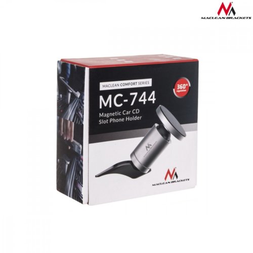 Maclean Uchwyt magnetyczny okrągły do montowania w slocie CD Comfort Series  MC-744 - aluminium