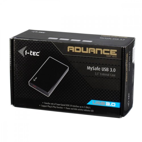 i-tec MYSAFE Advance 3,5" USB 3.0 Obudowa zewnętrzna na dyski HDD i SSD SATA I II III czarna aluminiowa