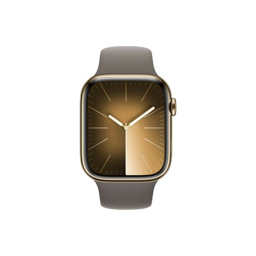 Smartwatch Apple Watch Series 9 GPS + Cellular stal nierdzewna 45mm złoty + opaska sportowa M/L popielaty brąz
