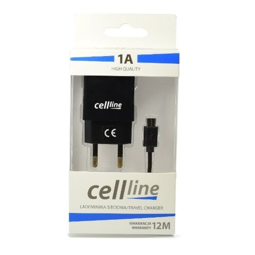 Cellline Ładowarka sieciowa 1xUSB + kabel microUSB 1A czarna