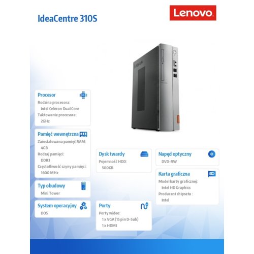 Lenovo IdeaCentre 310S-08IAP 90GA001QPB DOS J3355/4GB/500GB/INT