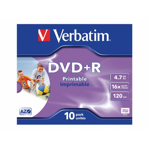 Verbatim DVD+R 16x JC 10P Printable photo    43508