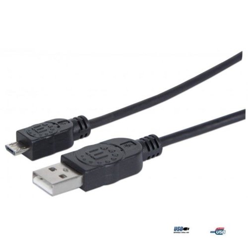 Kabel USB Manhattan USB 2.0 A-Micro B M/M 1,8m, czarny
