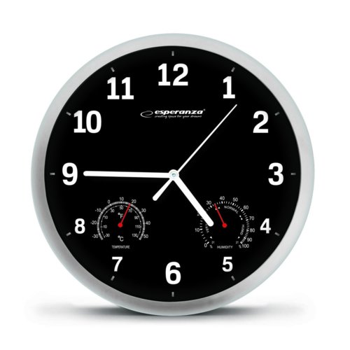 Zegar ścienny Esperanza Lyon EHC016K Czarny