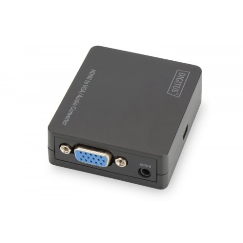 Adapter konwerter sygnału HDMI do VGA z audio, 1xminiJack DIGITUS