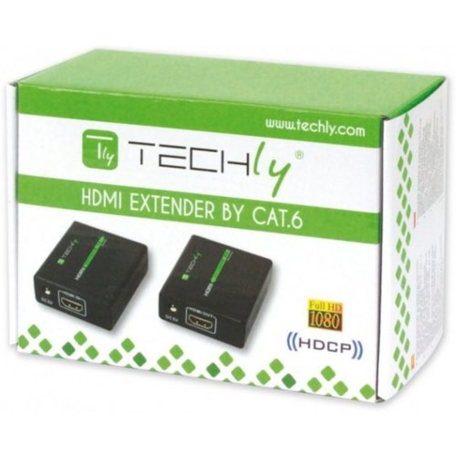 Extender HDMI Techly po skrętce Cat. 6/6a/7, do 60m, Full HD 3D, czarny 