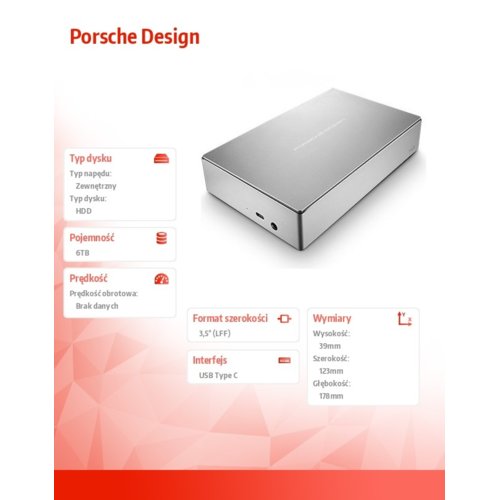 LACIE Porsche Design 6TB 3.5 USB-C sil