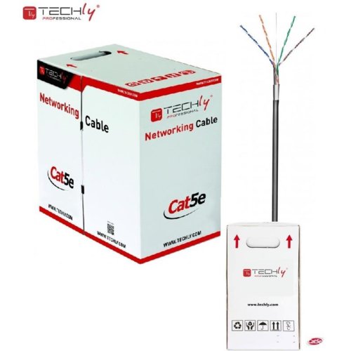 Kabel instalacyjny TechlyPro skrętka Cat5e F/UTP drut CCA zewnętrzna 305m, czarna ITP8-RIS-0305LO 
