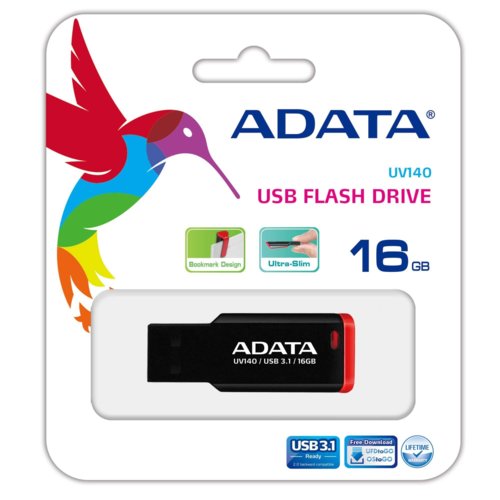 Adata Flashdrive UV140 16GB USB 3.0 czarno-czerwony