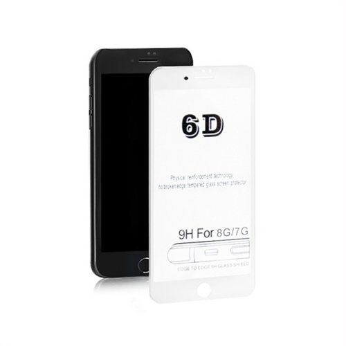 Szkło ochronne hartowane PREMIUM Qoltec do Apple iPhone 8 | 6D | PEŁNE | BIAŁE