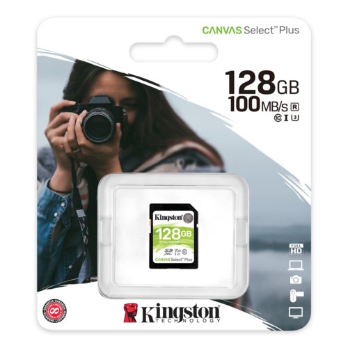 Karta pamięci Kingston Canvas Select Plus SDS2/128GB (128GB; Class U3, V30; Karta pamięci)