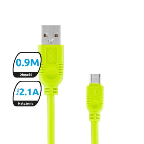 Kabel USB 2.0 eXc WHIPPY USB A(M) - micro USB B(M) 5-pin, 0,9m, zielony