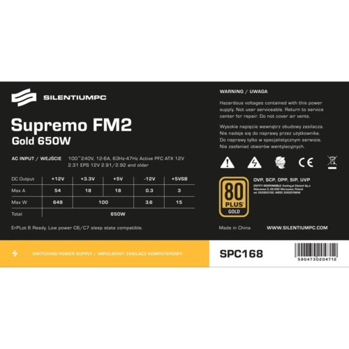 SilentiumPC Supremo FM2 Gold 650W Modular